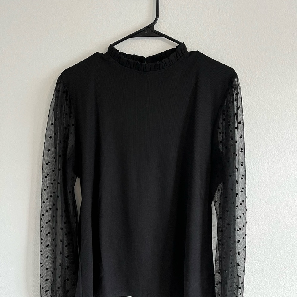 Amazon Black Ruffled Long Sleeve Blouse